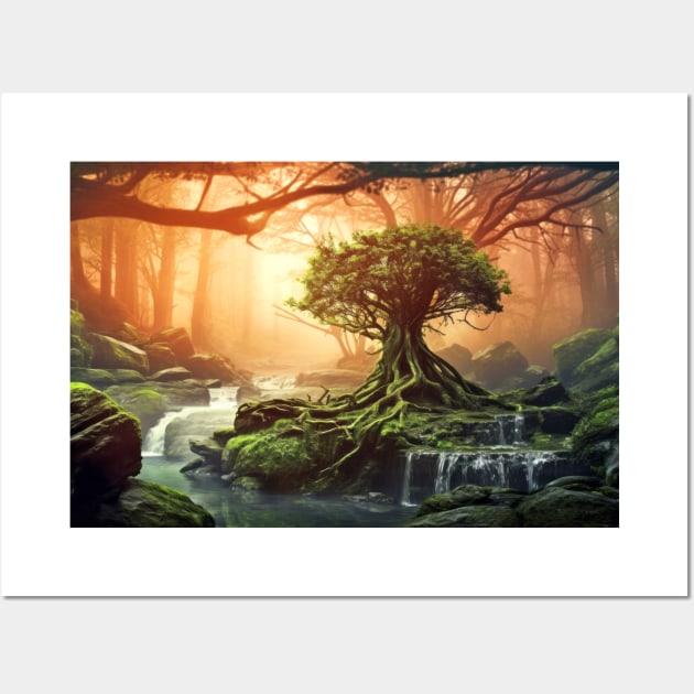 Ancient Tree Of Life Peaceful Nature Fantasy World Harmony Imagination Wall Art by Cubebox